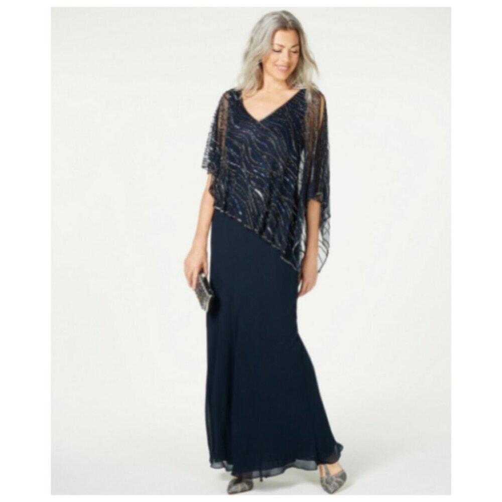 **J Kara** Women's Capelet Gown 8